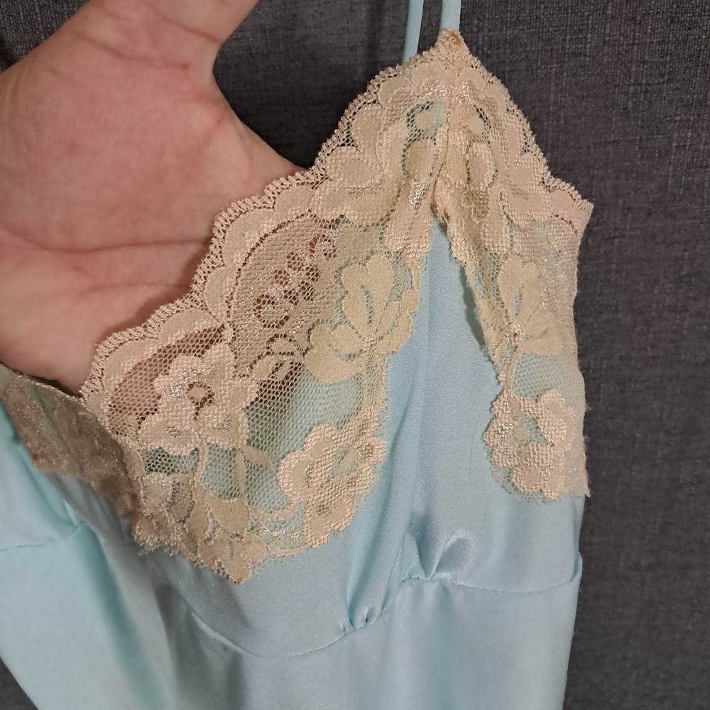 Vintage Y2K  Blue Heaven Cami Tank Top Blue Mesh Lace Fairy Grunge Medium Opaque - Picture 10 of 12